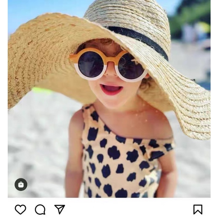 Kacamata Anak Fashion Anak Terbaru Bulat Kacamata Hitam Motif UV protection High Quality Tmall88