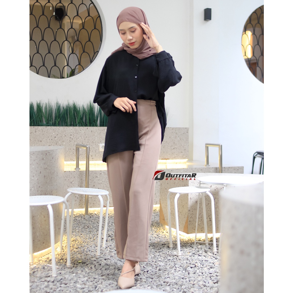 Celana Kulot Wanita Basic HW Irene Cullotes Scuba Wide Leg Kulot Premium