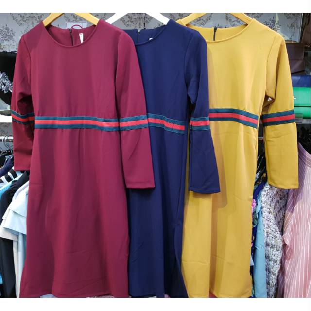 GUCCI DRESS//TUNIK GUCCI//TUNIK PANJANG LIST GUCCI