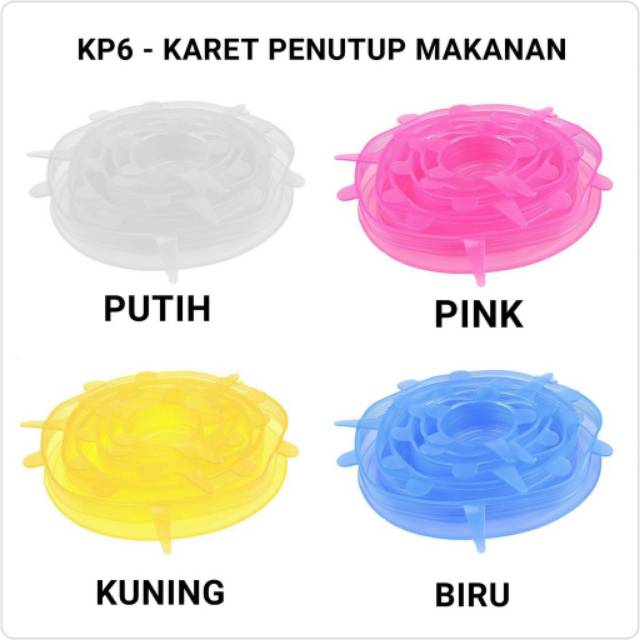 Penutup makanan 6 in 1 bahan silikon