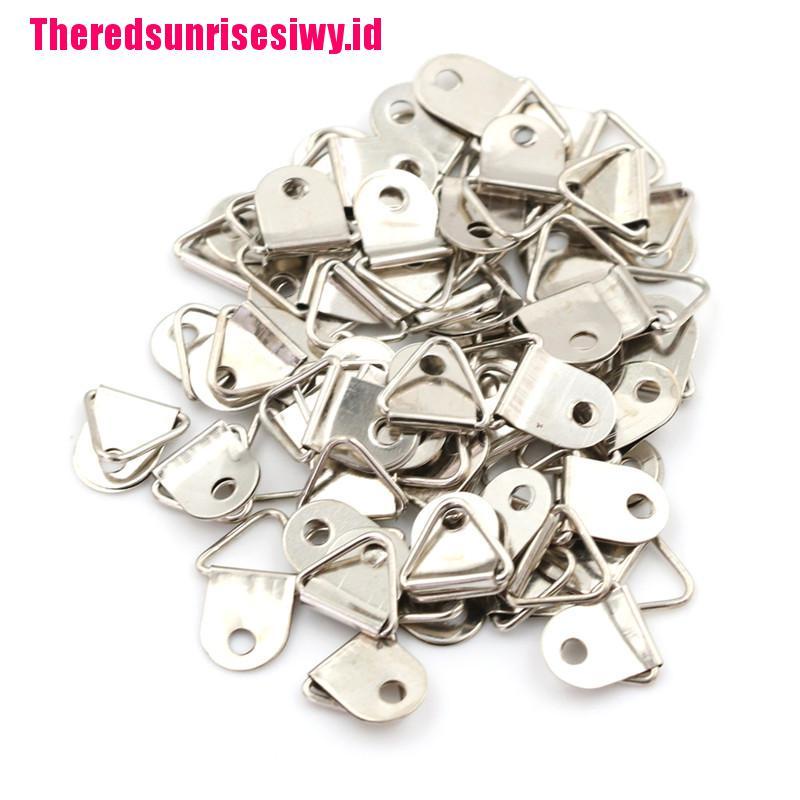 Home &amp; Living% 50pcs Kait Gantungan Bingkai Foto Bentuk Segitiga D-Ring Warna Silver