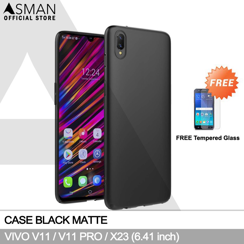 Ultraslim VIVO V11 / V11 Pro / X23 (6.41&quot;) | Soft Case Black Matte + FREE Tempered Glass