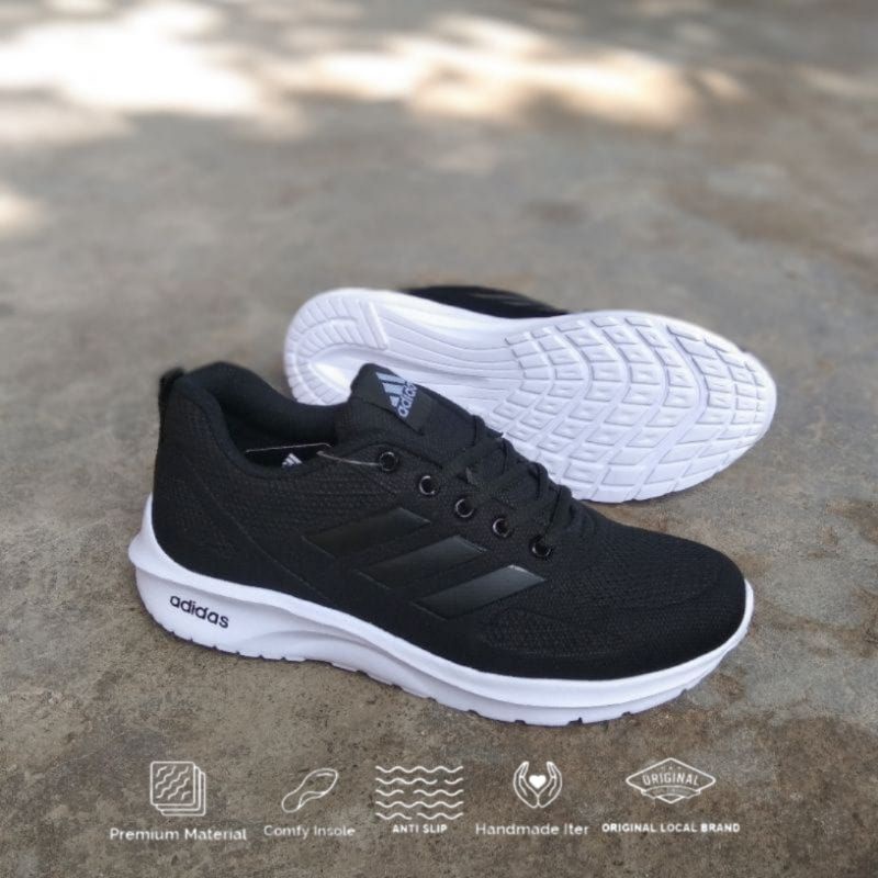 Sepatu Sekolah Anak Perempuan Laki-Laki Sd Tk Smp Sma Sneakers Adidas Full Hitam