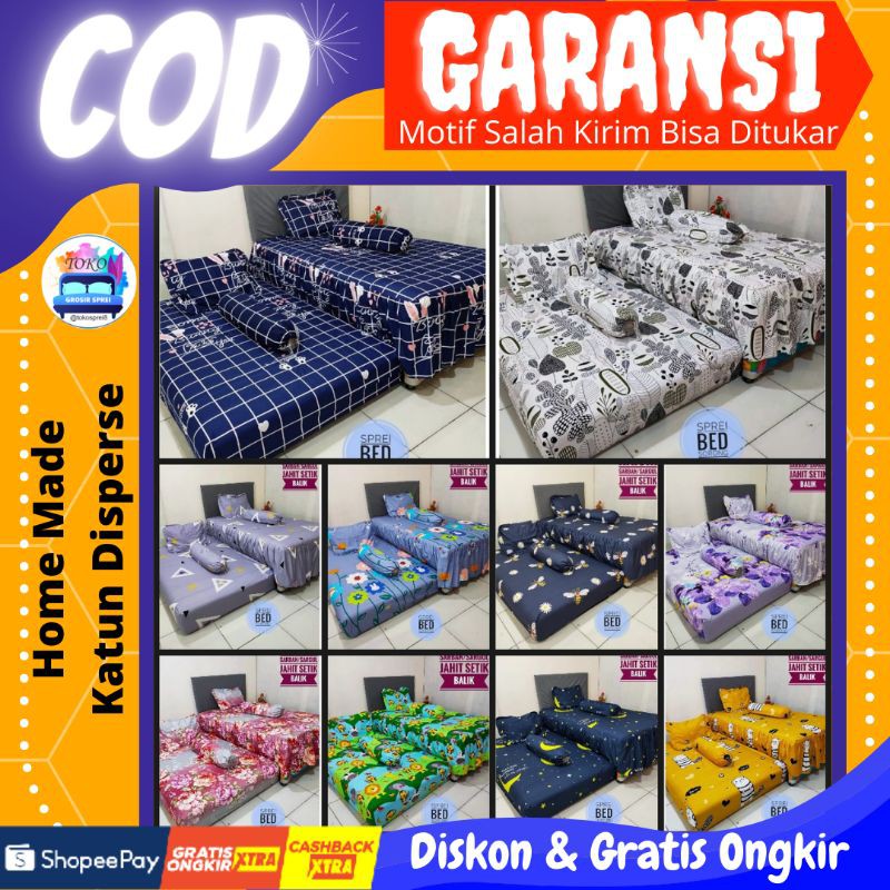 Sprei Sorong Homemade 2in1 Seprai Karakter Motif Bunga Batik Sepre Kasur Springbed Sorong Murah