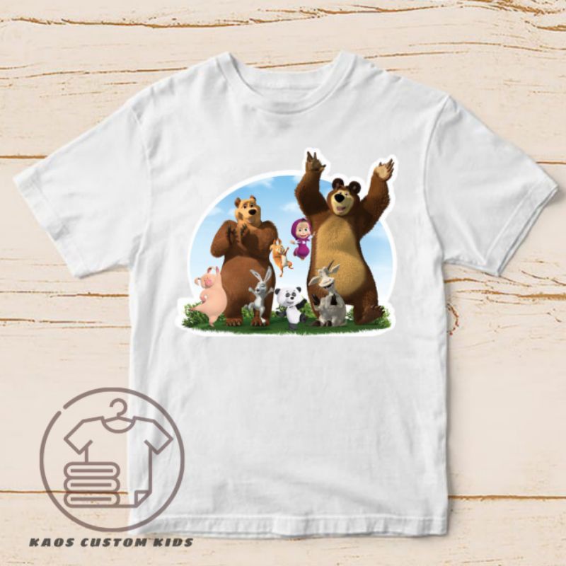 baju kaos anak masha and the bear and friend kaos marsha and the bear