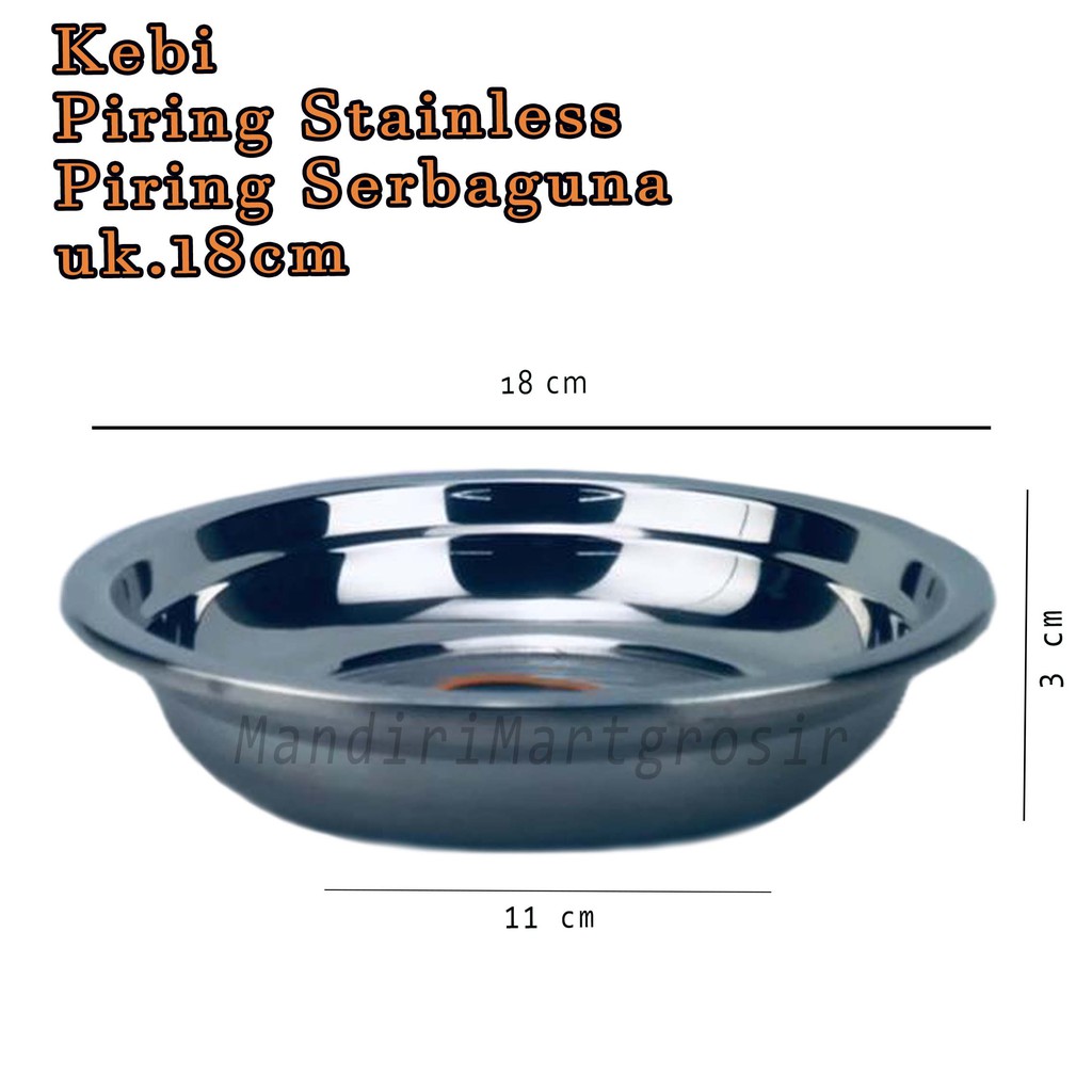 Piring Stainless *Kebi * Piring Serbaguna * uk.18cm