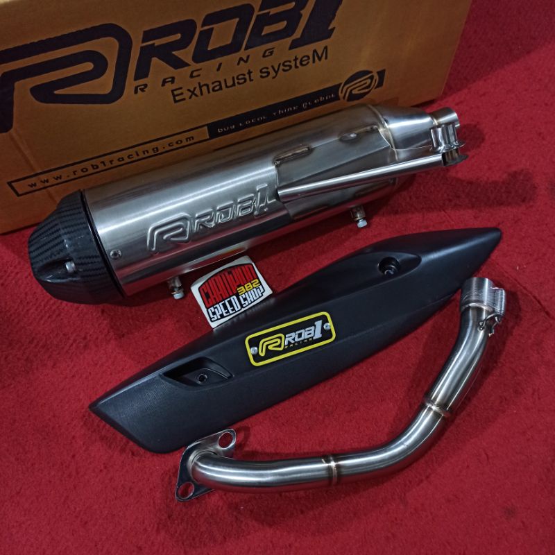 Knalpot Standar Racing Stainless ROB1 All New Beat FI LED Deluxe 2021-2024