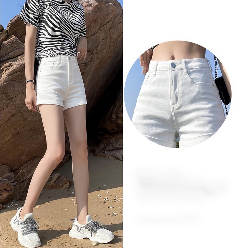 Celana pendek stretch wanita celana pendek hitam wanita hotpants high waist hot pants jeans korean