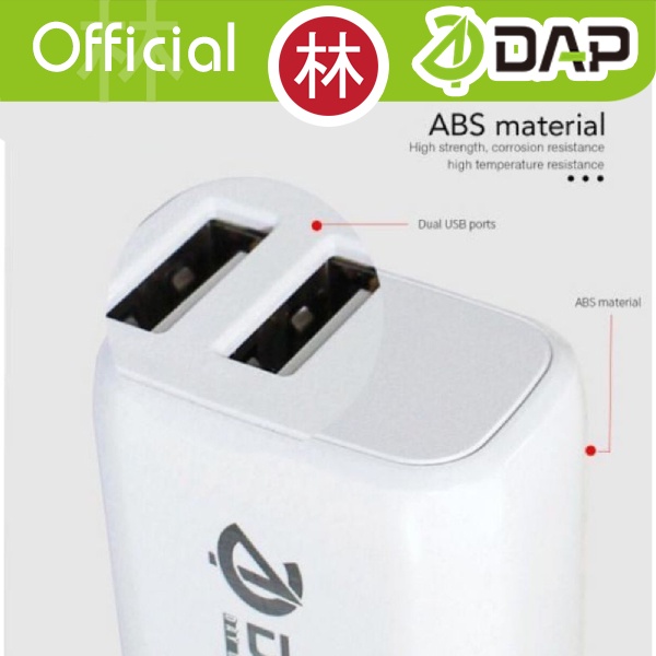 DAP D-A2M Travel Charger Dual Output Fast Charger 2.4A