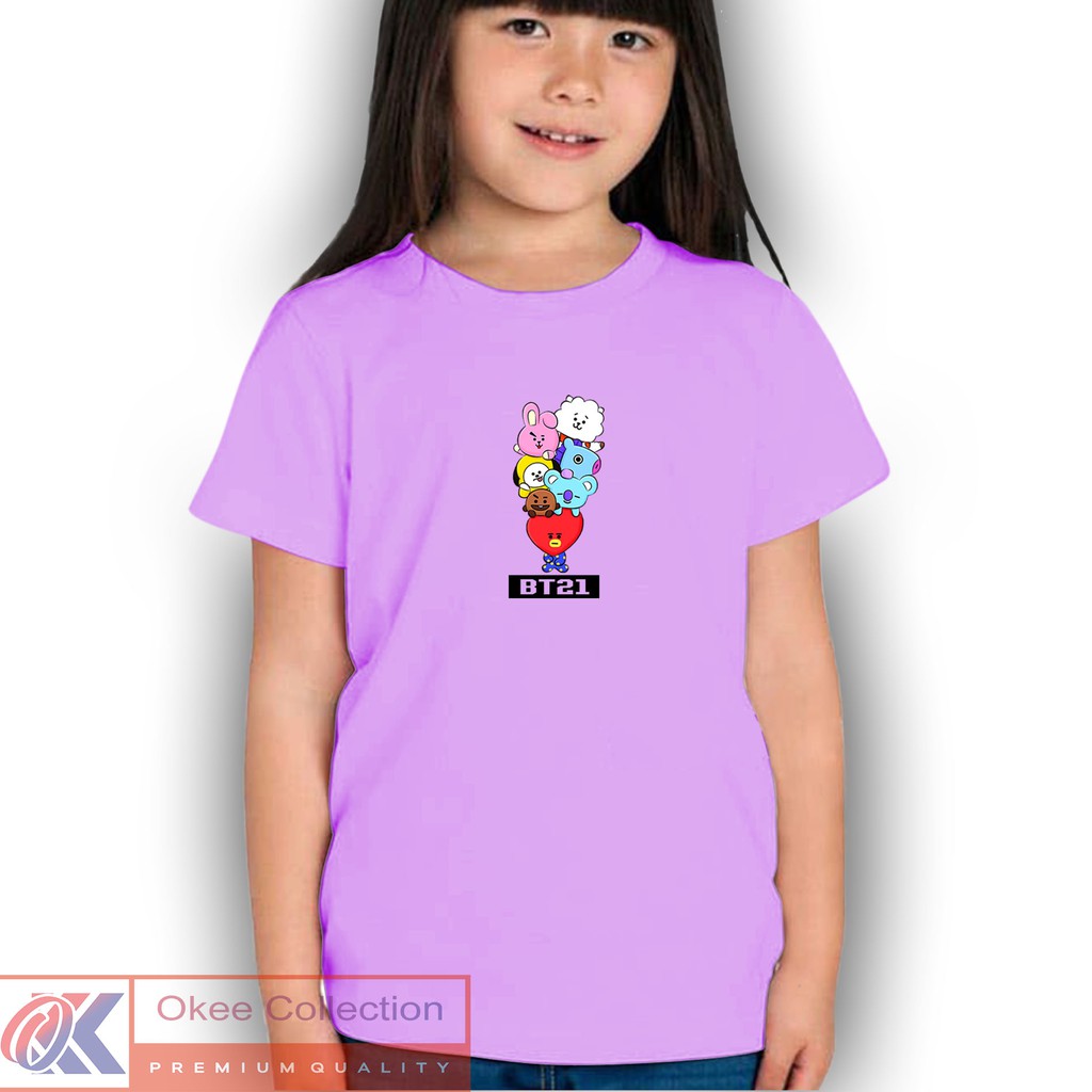 [ BT21 ] KAOS ANAK PEREMPUAN BTS / BAJU ANAK MURAH / PAKAIAN ANAK KEKINIAN / WARNA LILAC TERBARU