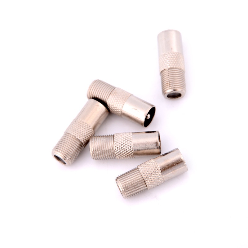 Happy 5pcs Adapter Konverter Plug Tipe F Female Ke Rf Coax Aerial Male Untuk Tv