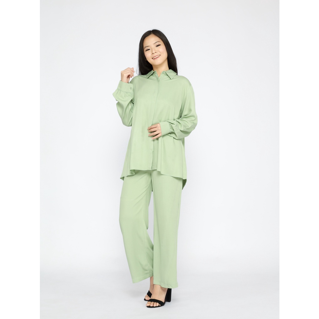 Basic Set | Setelan Kemeja Celana Wanita Sage Green