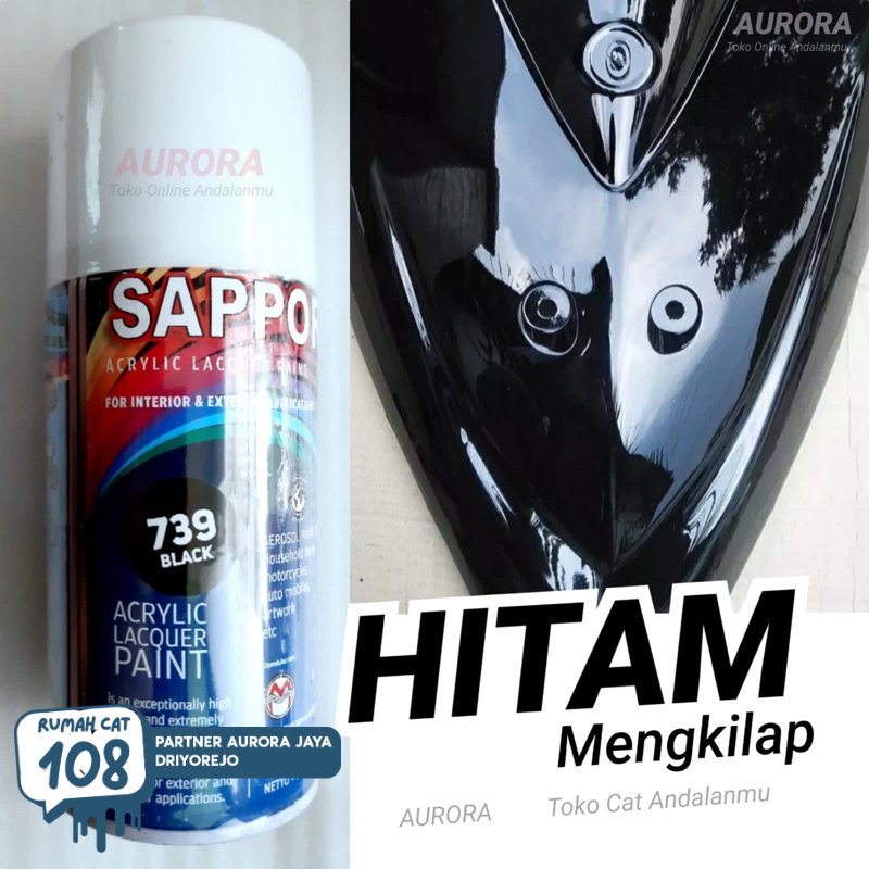 

Rumah Cat - Sapporo Black 739 / Hitam Mengkilap 300ml Cat Semprot Pilok Pylox Pilox Glos Gloss Saporo Rumah Cat Motor dan Mobil