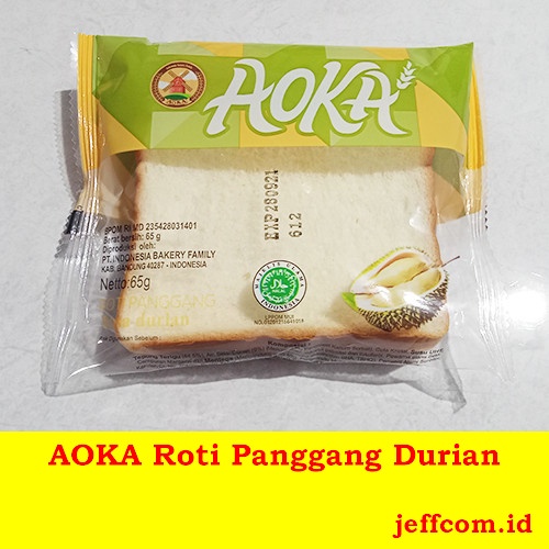 ROTI PANGGANG AOKA ANEKA RASA SELAI COKELAT | SUSU VANILA | STRAWBERRY | BLUEBERRY | KEJU | DURIAN NETTO 65 GR-DURIAN