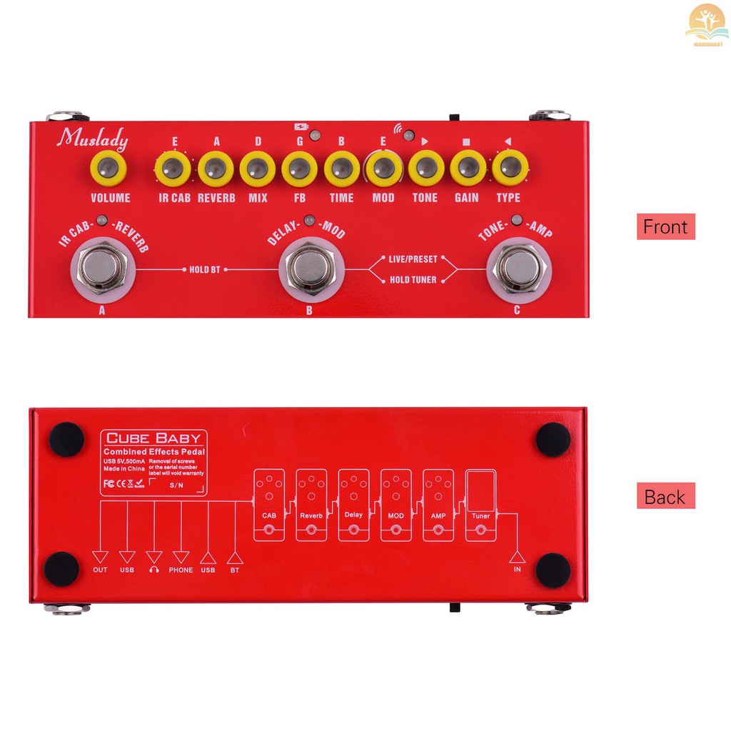 Muslady Pedal Efek Gitar Elektrik Portable Multifungsi Dengan Baterai Built-In