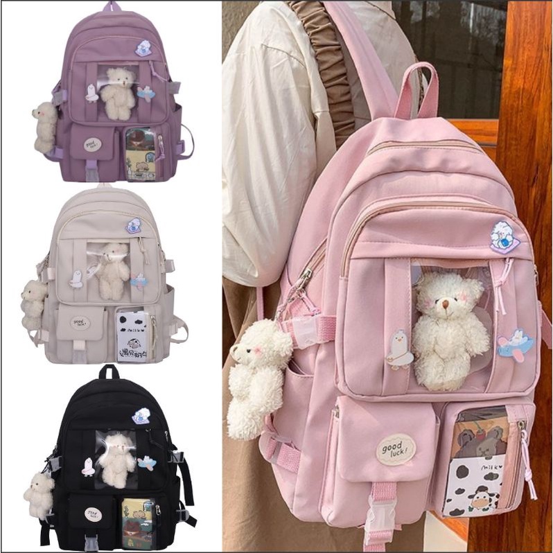 Tas Ransel Wanita Backpack Korea Import 33 + BONEKA