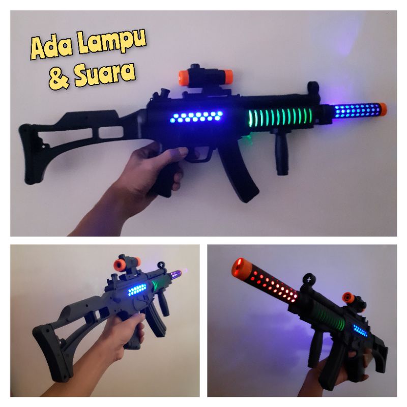 Tembakan Serbu Light Sound Batre - Mainan Pistol Tembak Anak Batere