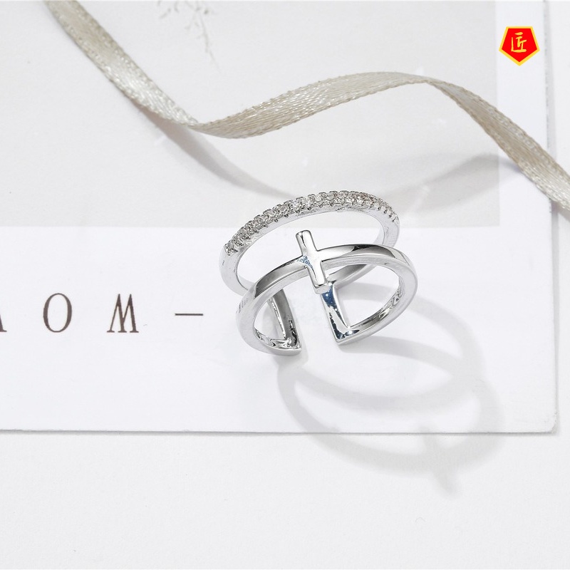 [Ready Stock]Women's Simple Personality Cross Ring Fashion
