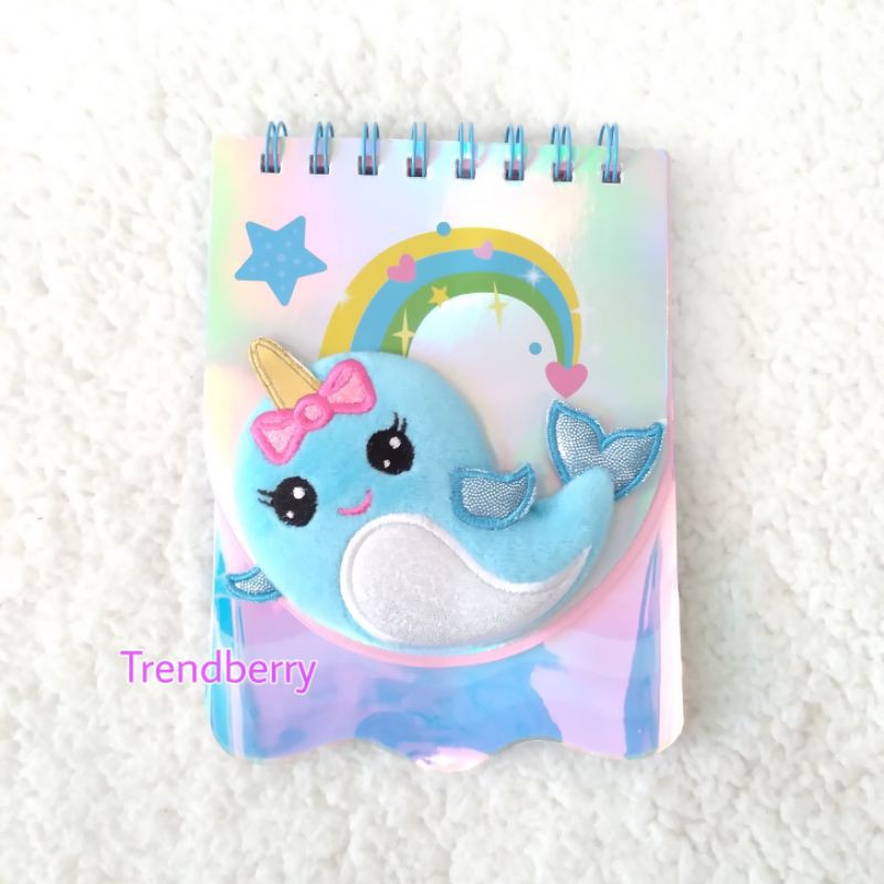 Notebook mini buku tulis cover lucu diary anak perempuan karakter Mermaid Hiu Kucing kado Ultah