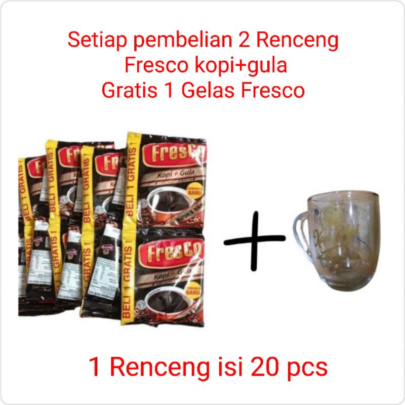 

Fresco Kopi + Gula 25gr Buy 2 Get 1 Gelas Fresco (1 Renceng isi 20pcs)