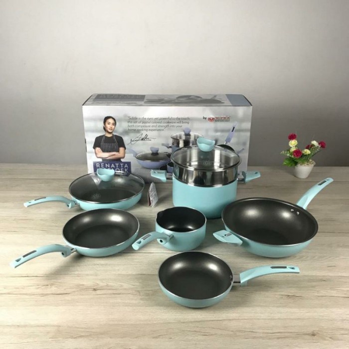 SUPRA Panci Set 9 Pcs Chef Renata Pastel I Cookware set Supra 9 piece - Warna Random