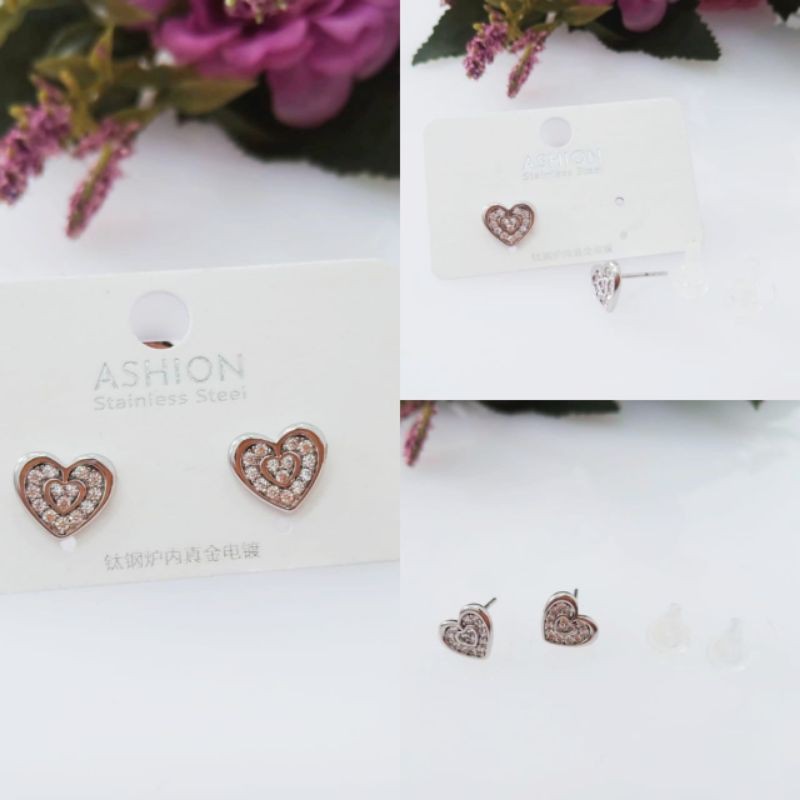 Anting Titanium Elegan Dan Simple Replika Berlian Tidak Berkarat Dan Tidak Gatal