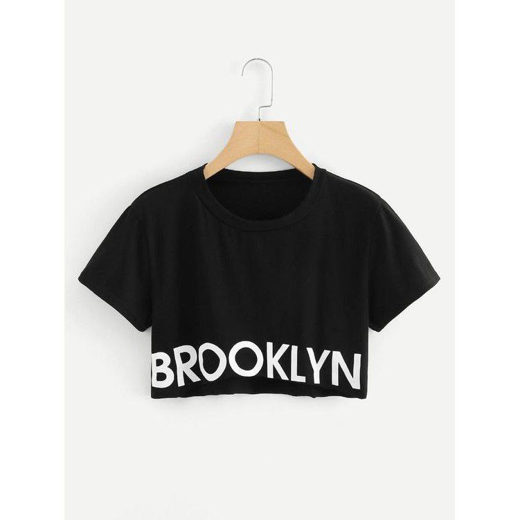 Clothing May - Kaos Crop Top Brooklyn Broke Kaos Distro Croptop Atasan Krop Top Wanita Cewek Viral