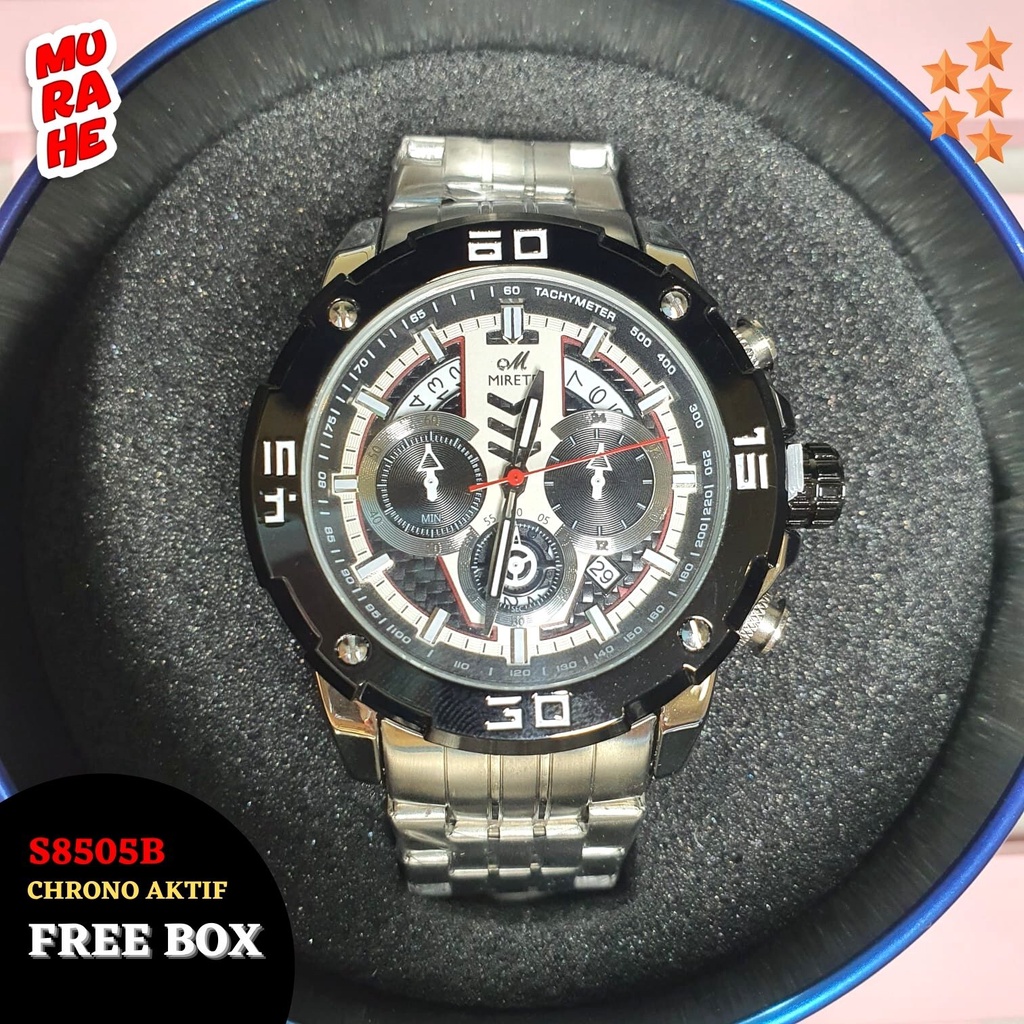 COD & PROMO Jam Tangan Mirete 8505B / Jam Rantai Pria Tahan Air / Jam Tangan Sport Pria / Jam Tangan