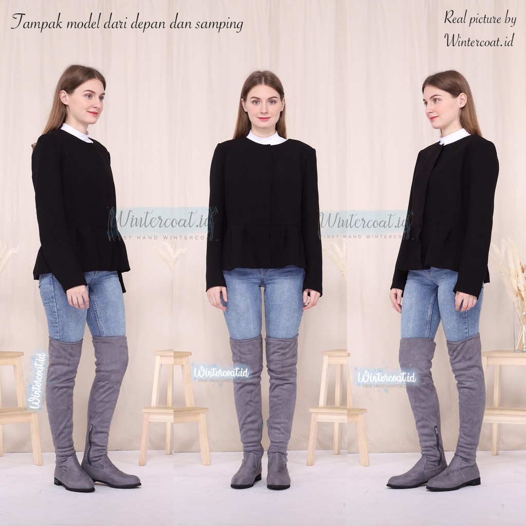 READY INDONESIA High over knee boots Grade A NANDA Gray abu sepatu tinggi di atas lutut import winter