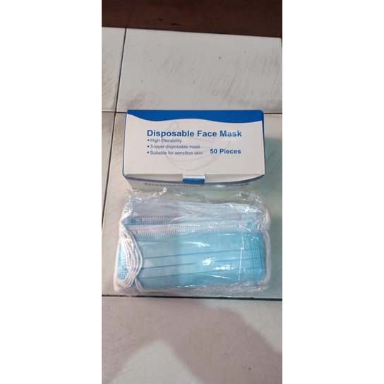 MASKER DISPOSABLE FACE MASK isi 50pcs perlengkapan medis masker kesehatan anti debu corona bakteri masker motor