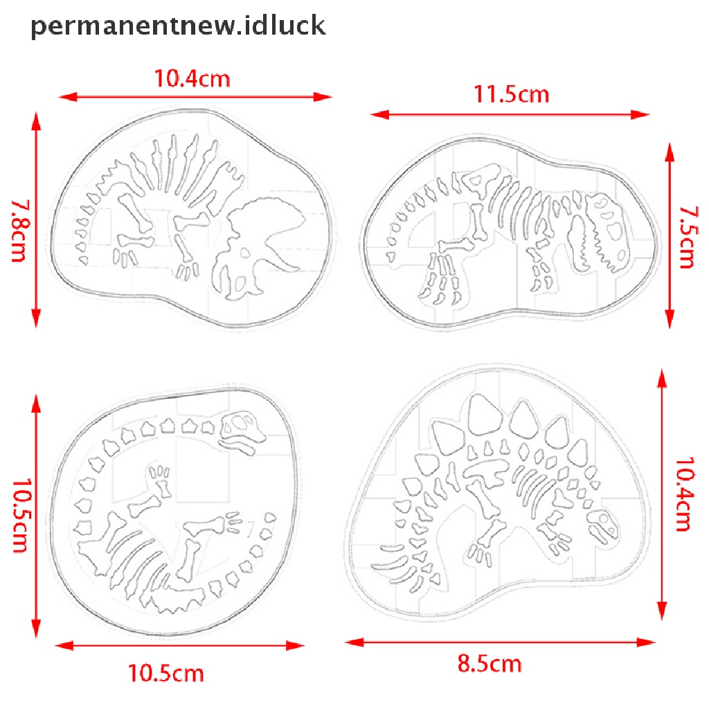 Cetakan Pemotong Biskuit Bentuk Dinosaurus 3D