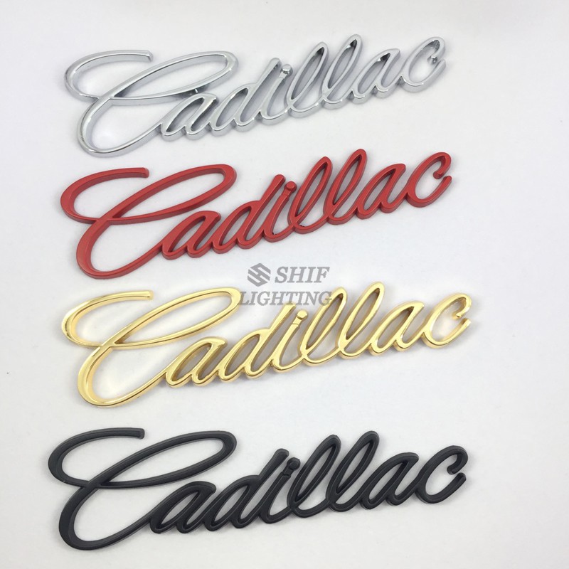 1pc Stiker Emblem Logo Cadillac 3d Bahan Metal Untuk Samping / Belakang Mobil