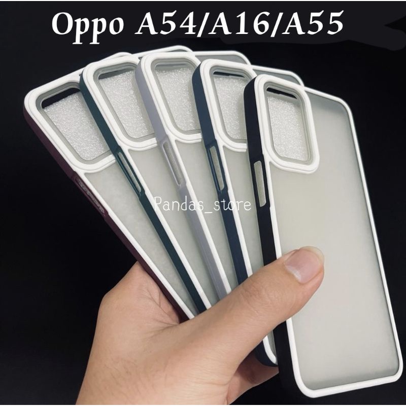 Pro Hybird Oppo A16, A54, A55 4G Softcase Halus dan Elegan / Pinggiran Garis Putih Keren (Pandas)