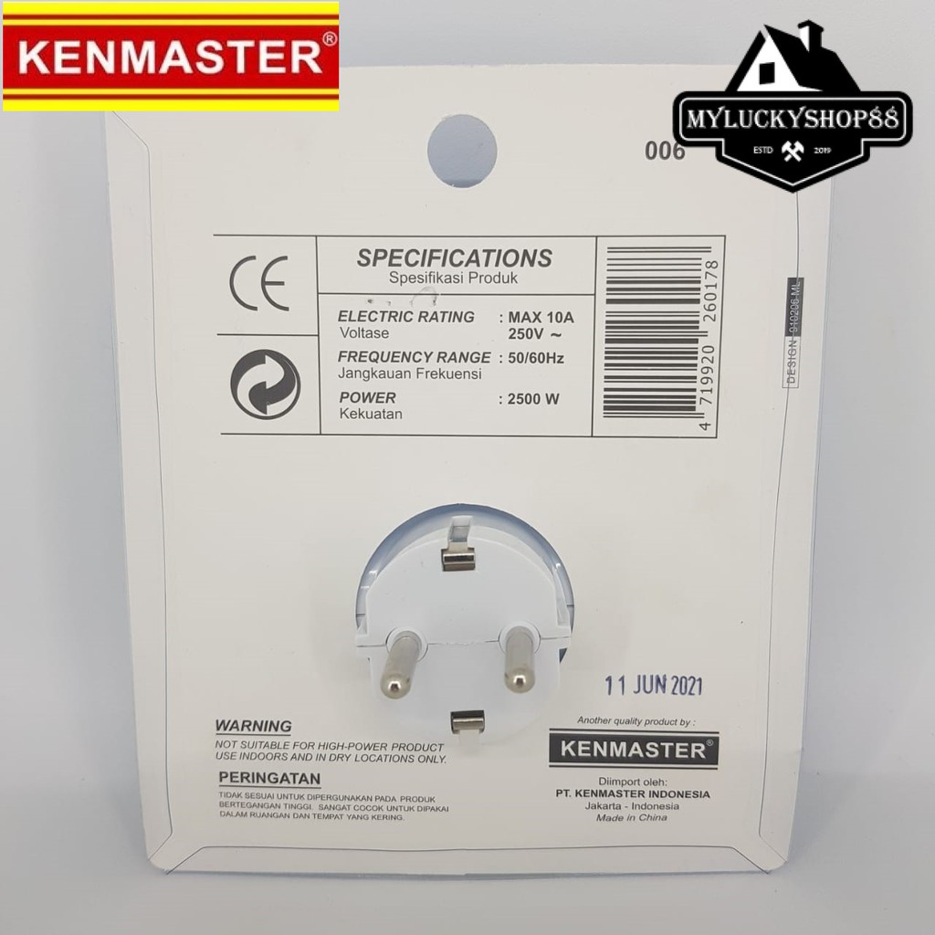 Kenmaster Steker Plug Adaptor XX-L006 SNI (BLS) Stop Kontak Kepala 3