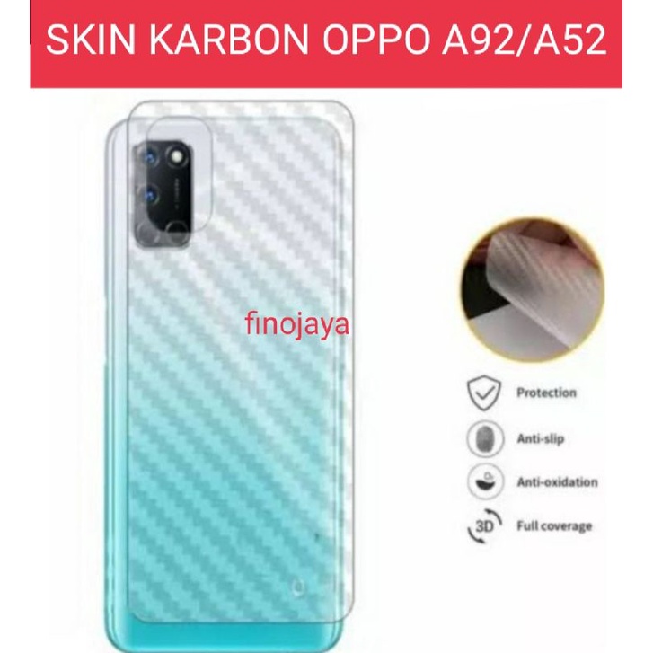 Skin Graskin Carbon Oppo A52 A92  Anti jamur belakang transparan