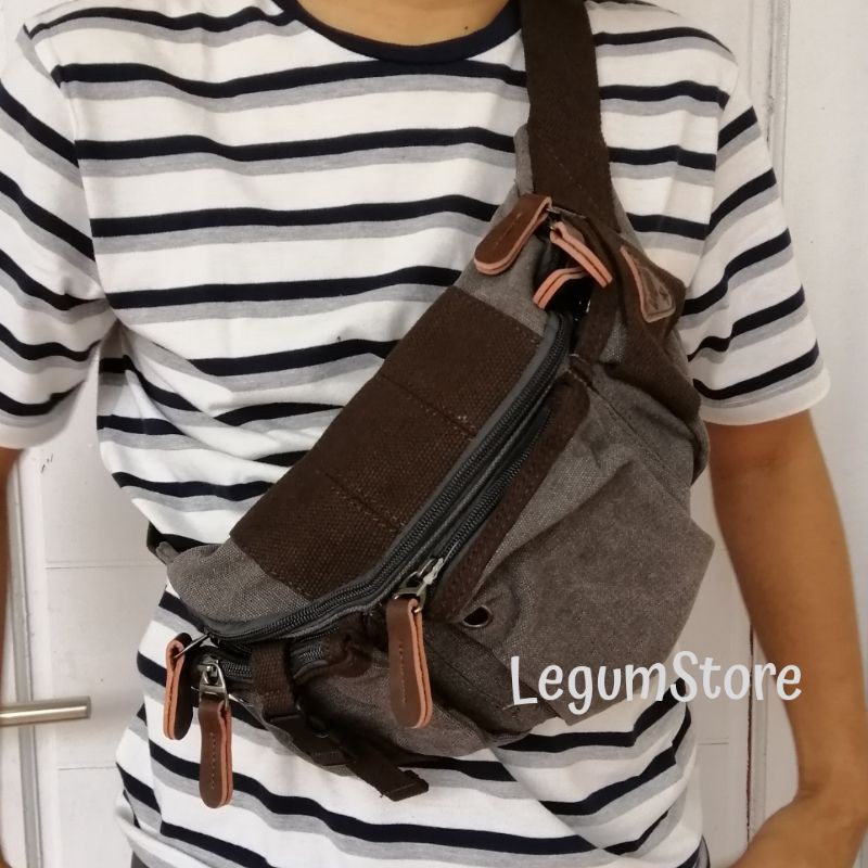 Tas pinggang legums kanvas pria. Tas kain. Westbag.