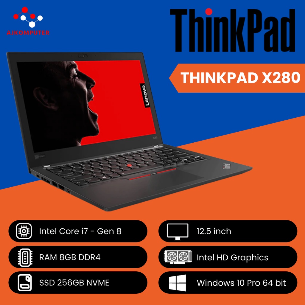 laptop lenovo thinkpad core i7 ram 16gb ssd 512gb ssd 256gb windows 10 siap pakai garansi
