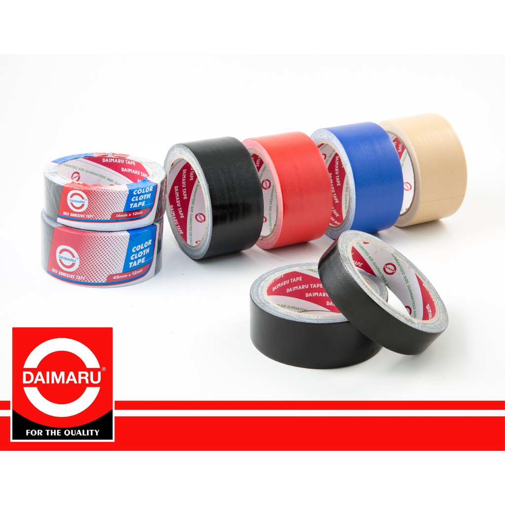 DAICHI CLOTH TAPE - LAKBAN KAIN WARNA HITAM 24 mm x 12 METER