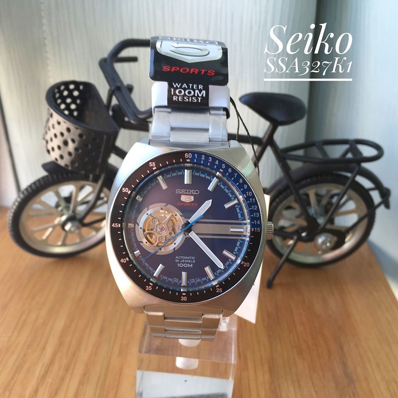 Seiko 5 Sports SSA327K1 Open Heart Blue Dial - Jam Tangan Pria SSA327