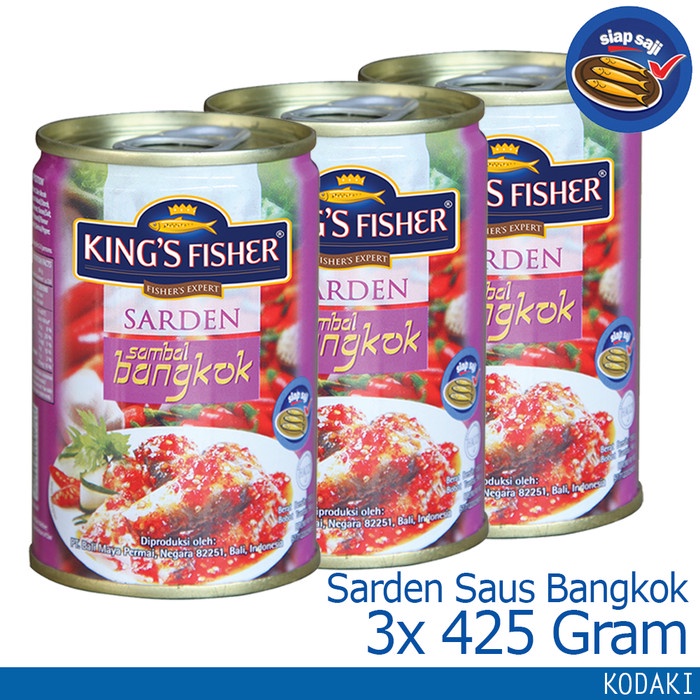 

sa2011aa Paket 3 Pcs King'S Fisher Sarden Saus Bangkok 425G Makanan Kaleng King Xa20X1