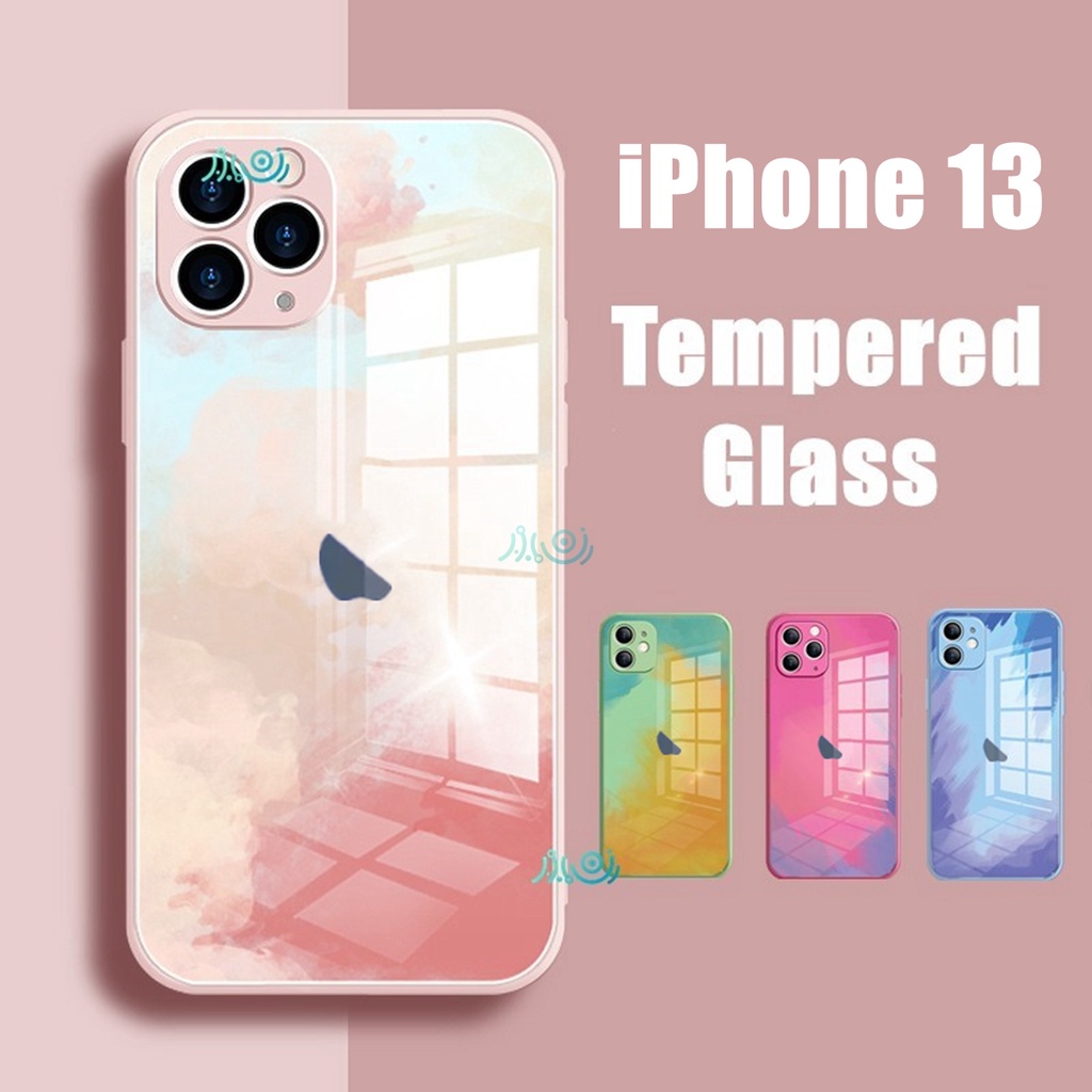 Case Tempered Glass Motif Cat Air Untuk Iphone 11 12 Pro Max 6 6s + 7 8 Plus Se 2020 X Xs Max Xr 11 Pro Max 12 Mini