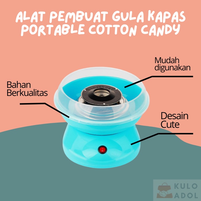 Alat Pembuat Harum Manis Cotton Candy Machine Maker Mesin Pembuat Gulali Gula Permen Kapas Arum Mini