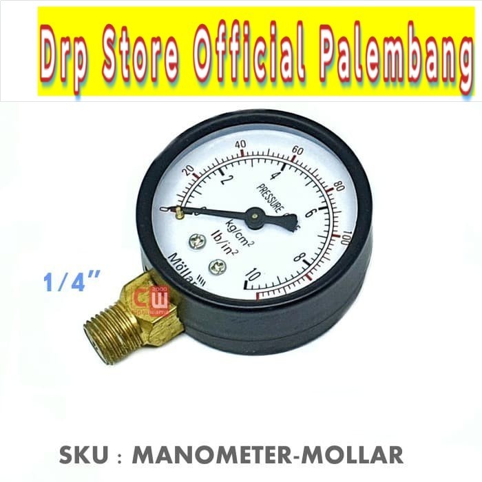 Mollar Manometer Alat Ukur Pengukur Tekanan Angin Pressure Gouge 2,5&quot;