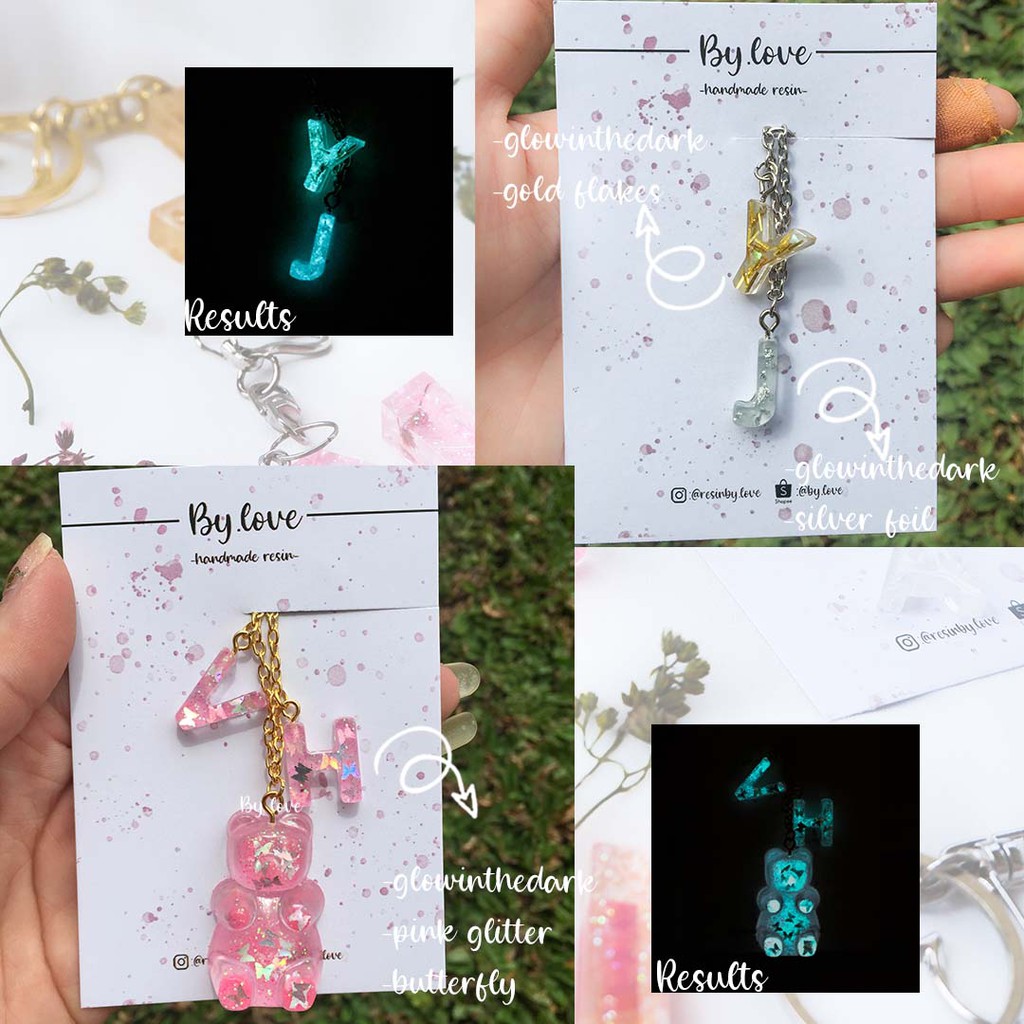 (2HURUF)CUSTOM GANTUNGAN KUNCI MOTOR/MOBIL/RUMAH/GANTUNGAN HP/USB/KPOP MINI RESIN INITIALS ALPHABET LUCU UNIK