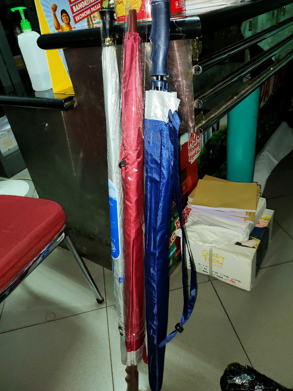 Payung Golf Jumbo Polos Silver Pelangi - Payung Mobil Besar Anti Uv