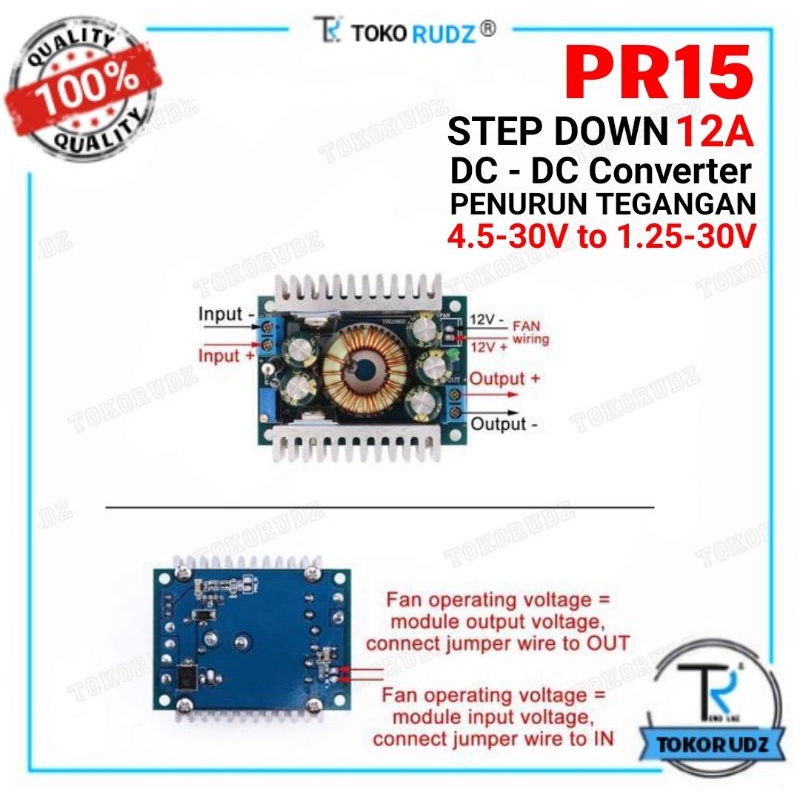 PR15 Step Down Converter DC to DC 12A 100W Modul Penurun Tegangan Voltase