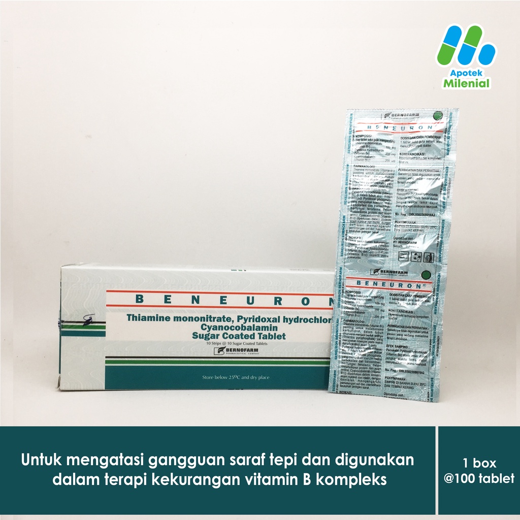 Jual BENEURON VITAMIN B1, B6, B12 HARGA PERBOX ISI 100 TABLET Indonesia ...