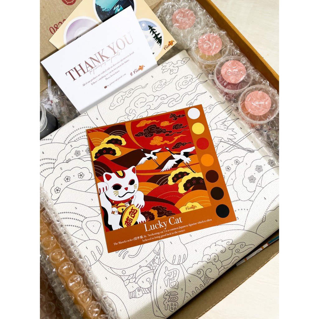 

Paint By Number [Lucky Cat!] | ByPainters | Painting Kit | 20x20cm Kanvas & 7 Colours