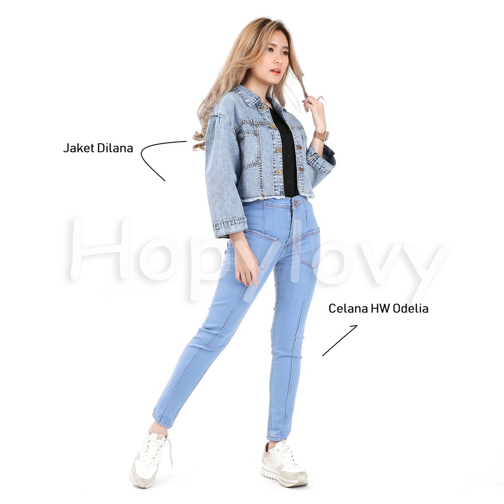 HOPYLOVY - Model Jaket Jeans Wanita Terbaru Crop Snow Acid Dilana Premium 1932