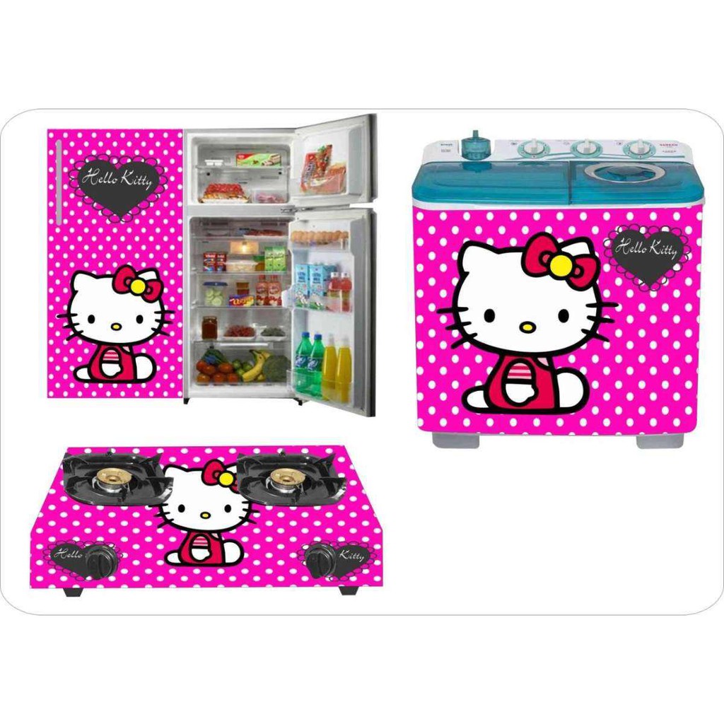 Stiker Lengkap 1Pintu Kulkas Pintu+Kompor+Mesin Cuci karakter Cantik & Lucu